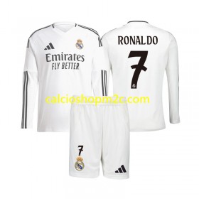 Real Madrid Cristiano Ronaldo 7 Bambino Maglia Prima 2024/2025 Manica Lunga